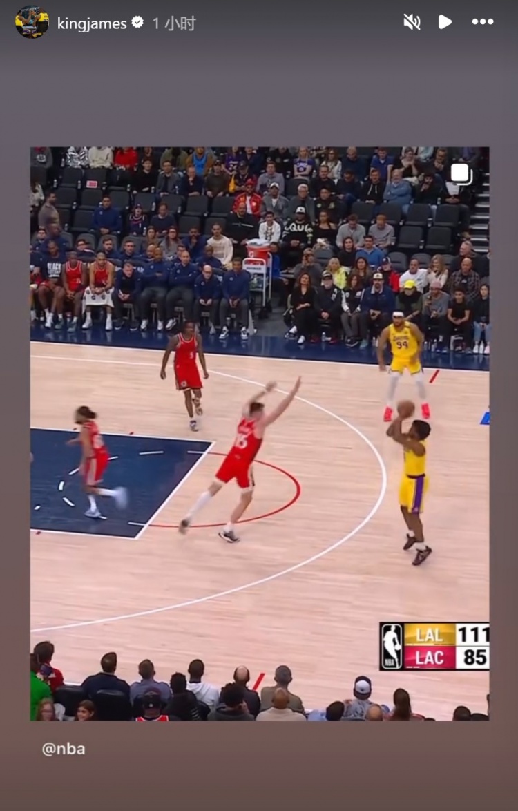  為你驕傲！布朗尼投進(jìn)NBA生涯首記三分球！詹姆斯賽后轉發(fā)