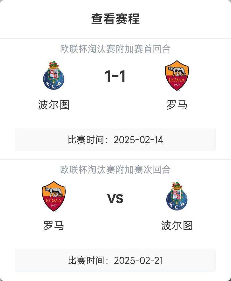  羅馬頂得住嗎？意甲歐戰8隊3隊直通4隊出局，羅馬首回合1-1波爾圖