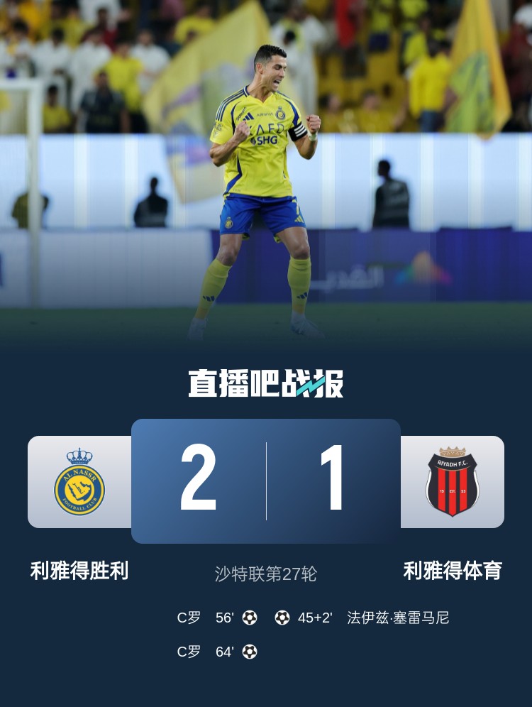  利雅得勝利達成沙特職業(yè)聯(lián)賽900球里程碑，僅少于新月
